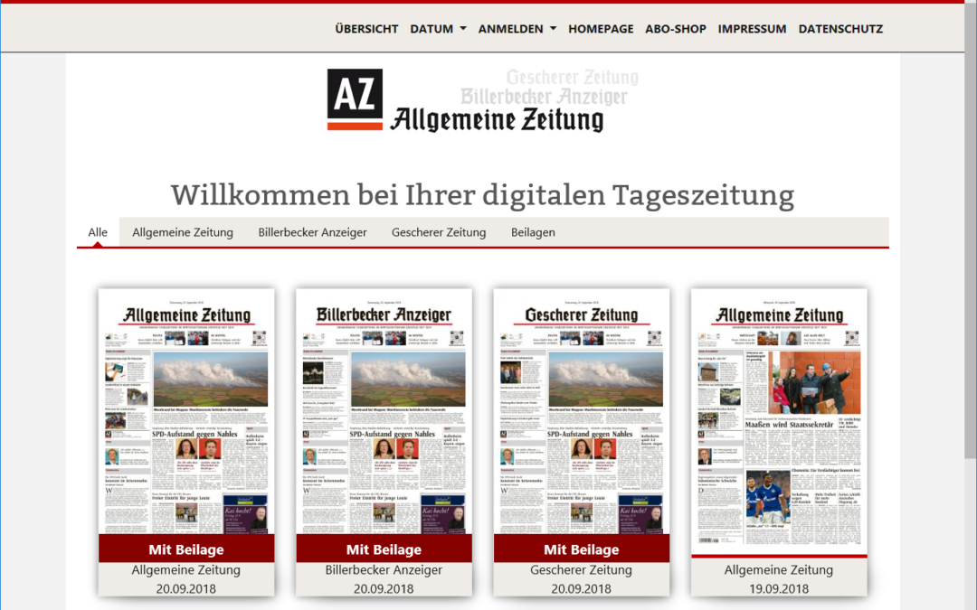 Allgemeine Zeitung mit neuem E-Paper